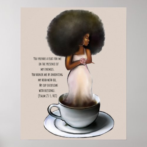 African American Woman Afro Bible Quote Psalm 235 Poster