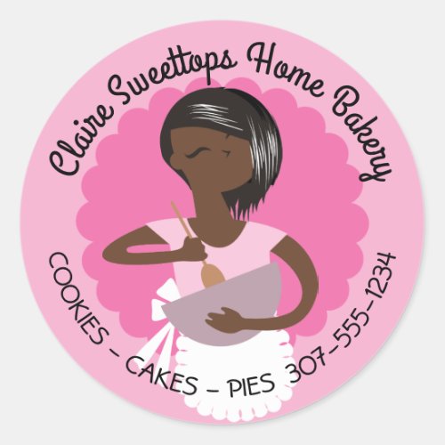 African American woman bakery from the kitchen of Classic Round Sticker