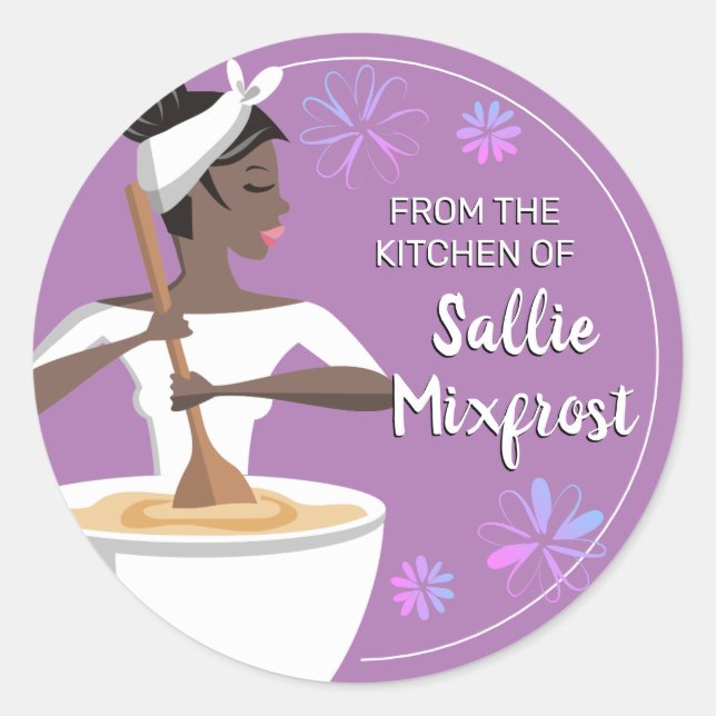 African American woman bakery from the kitchen of Classic Round Sticker (Front)