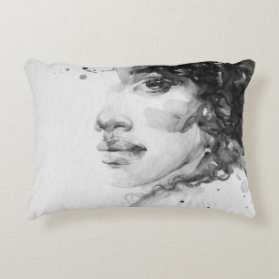 african american woman. beauty fashion illustratio accent pillow