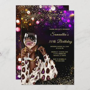 African American Woman Birthday Invitations
