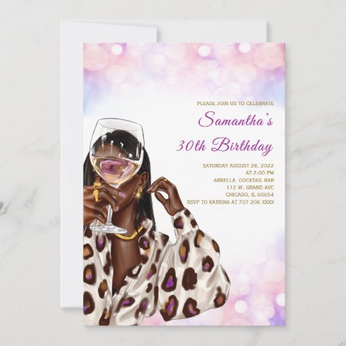 African American Woman Birthday Invitations