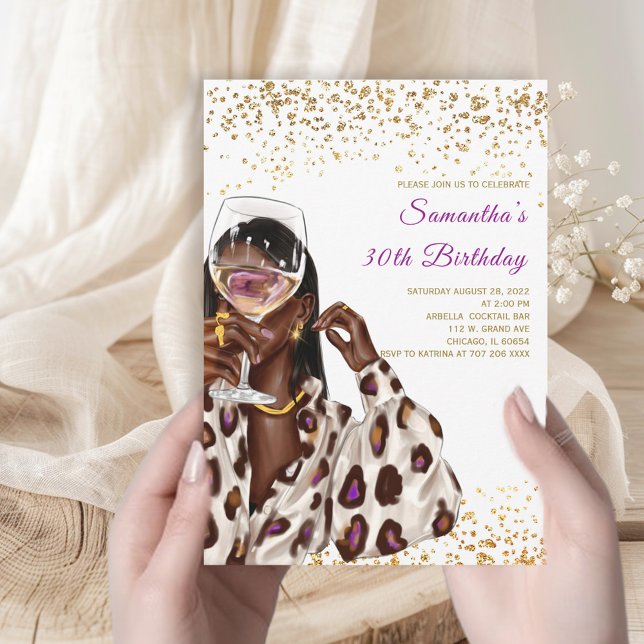 African American Woman Birthday Invitations (Creator Uploaded)