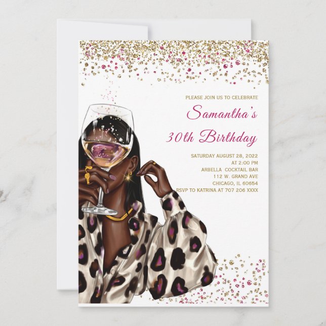 African American Woman Birthday Invitations (Front)