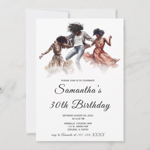 African American Woman Birthday Invitations