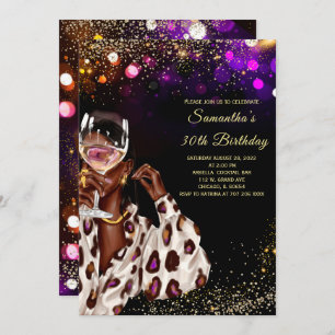 African American Woman Birthday Invitations