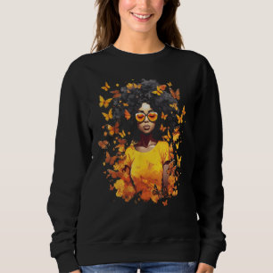 African American Woman Black Girl Music Butterflie Sweatshirt
