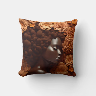 African American Woman Black Queen Melanin Poppin  Throw Pillow