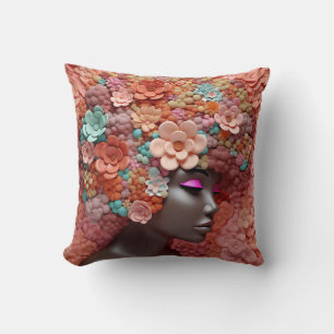 African American Woman Black Queen Melanin Poppin  Throw Pillow