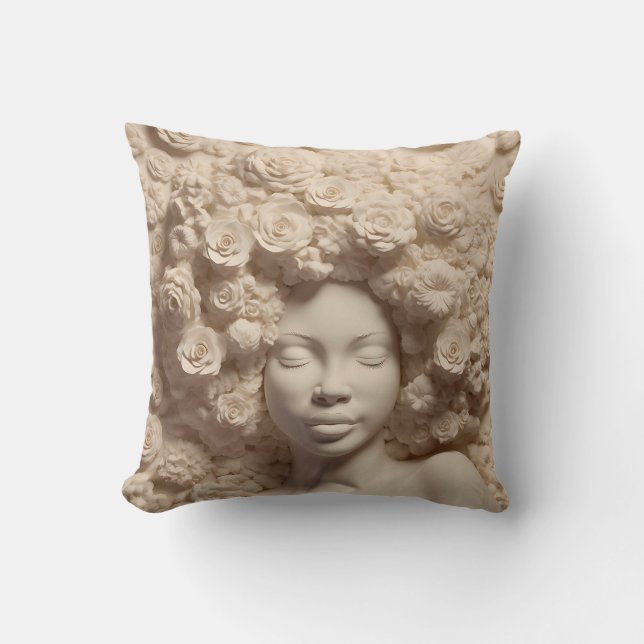 African American Woman Black Queen Melanin Poppin  Throw Pillow (Front)
