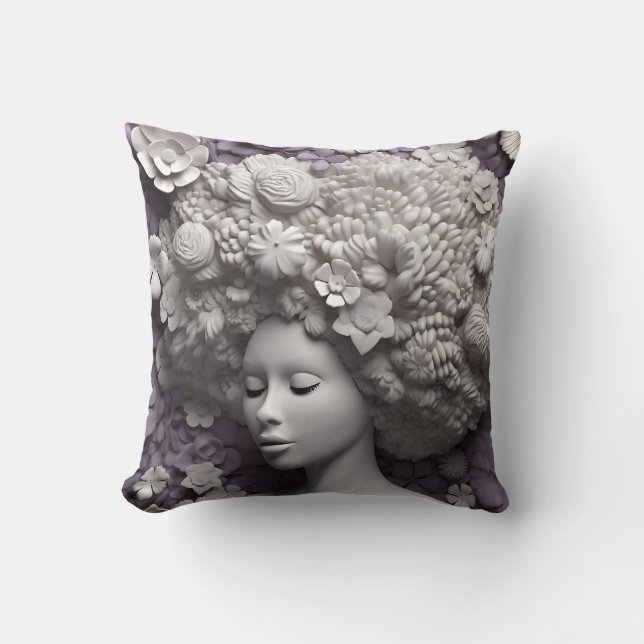 African American Woman Black Queen Melanin Poppin  Throw Pillow (Front)