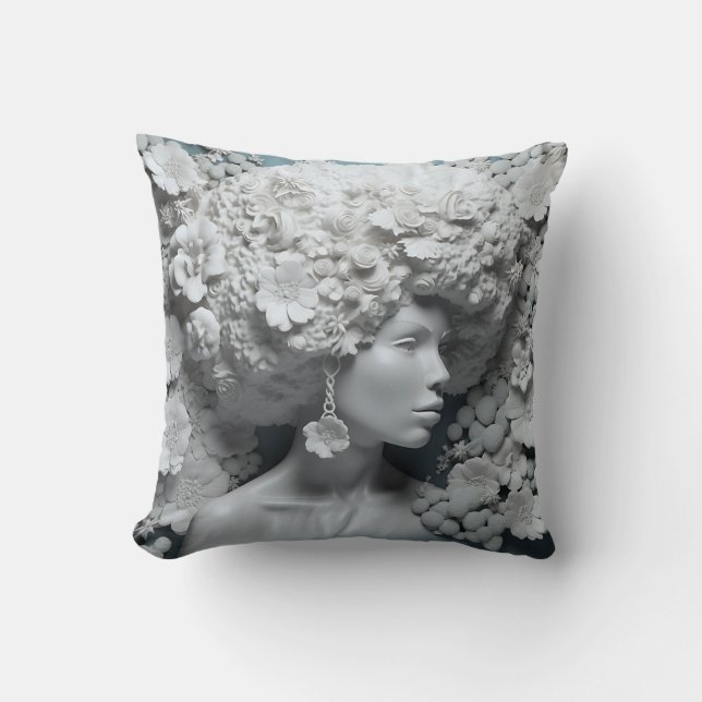 African American Woman Black Queen Melanin Poppin  Throw Pillow (Front)