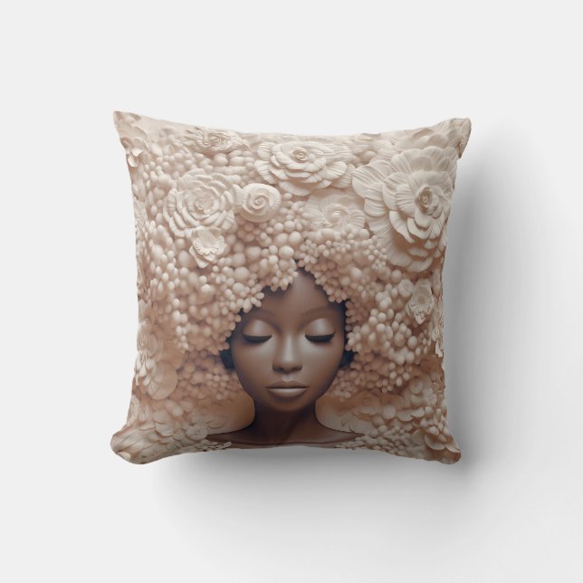 African American Woman Black Queen Melanin Poppin  Throw Pillow (Front)