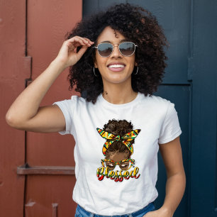 African American Woman Blessed - Boho T-Shirt
