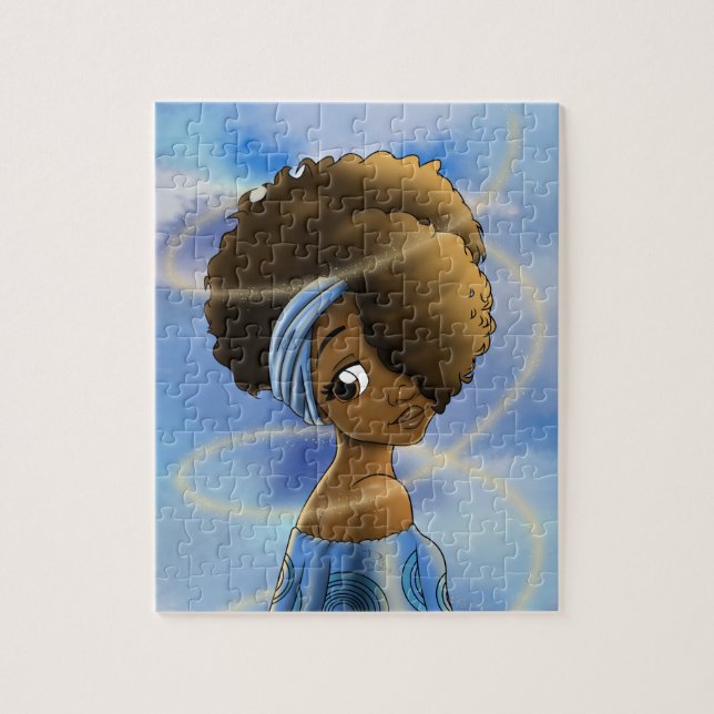 African American Woman Blue Jigsaw Puzzle (Vertical)