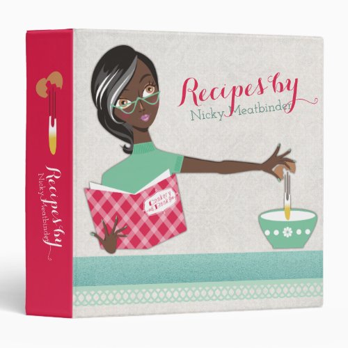 African American woman break eggs recipe cookbook Binder