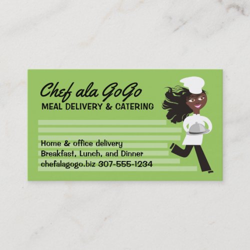 African American woman chef food delivery catering Business Card