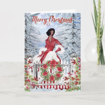 African American Woman Christmas Card by ChristmasBellsRing at Zazzle