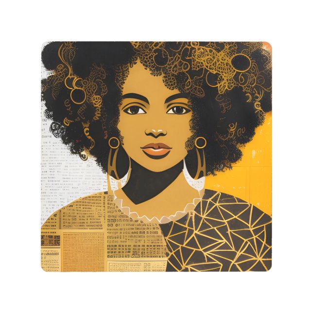 African American Woman Collage Metal Print (Front)