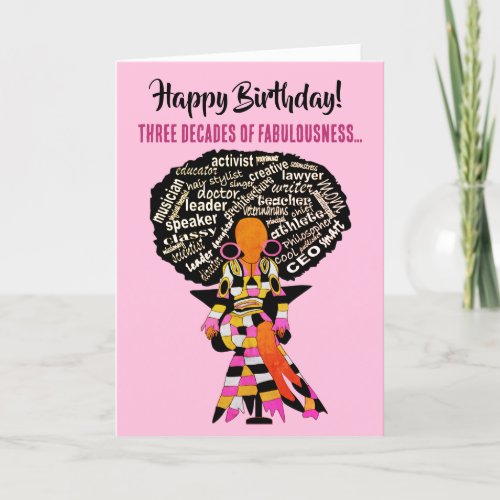 African American Woman Fabulous 30th Birthday Card