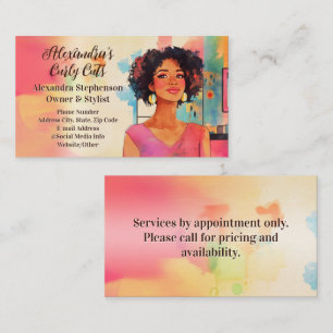 African American Woman Fashion Black Hair Salon Business Card