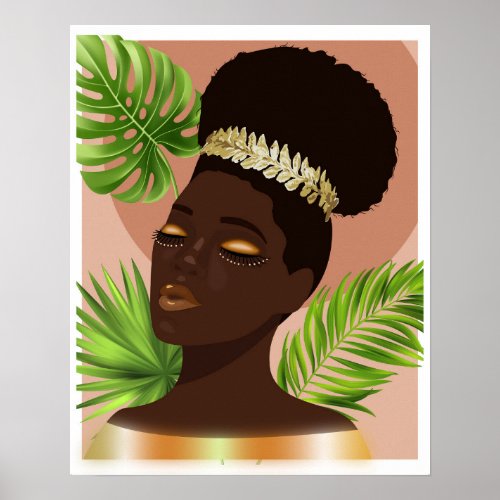 African American Woman Gold illustration Poster