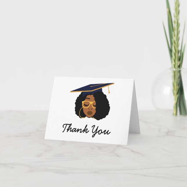 African American Woman Graduation Thank You (Front)