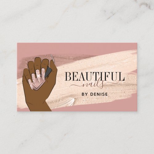 african american woman hand with beautiful nails b business card