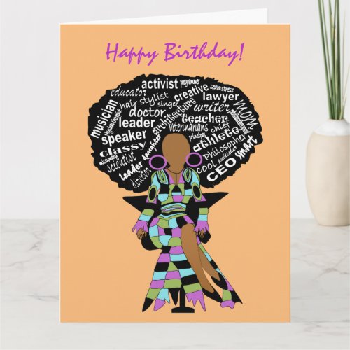 African American Woman Happy Birthday Card