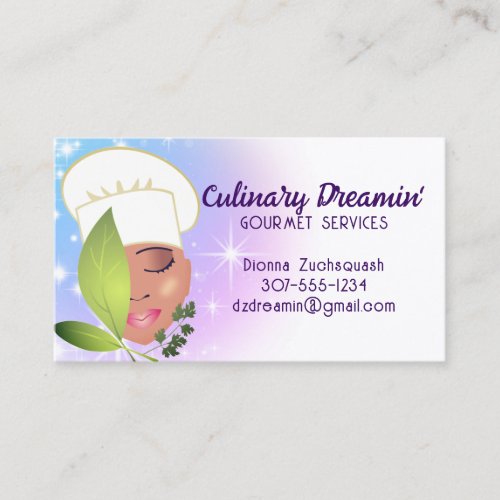 African American woman herbs chef catering Business Card