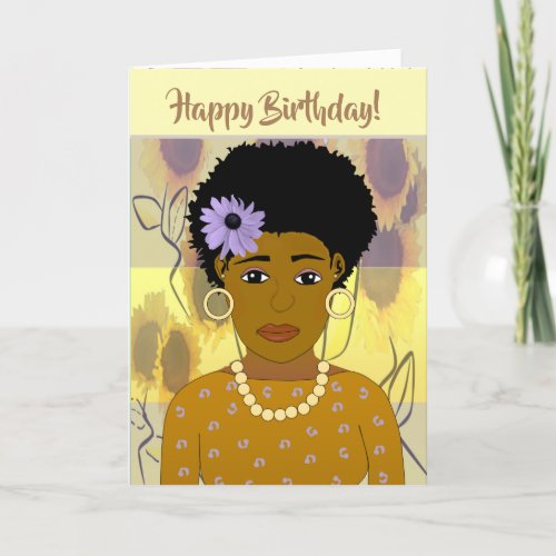 African American Woman Heres Sunflower Birthday  Thank You Card