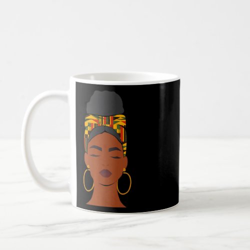 African American Woman Kente Cloth Headband Afro  Coffee Mug
