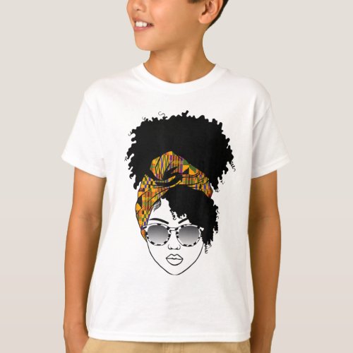 African American Woman Kente Cloth Headband Natura T_Shirt