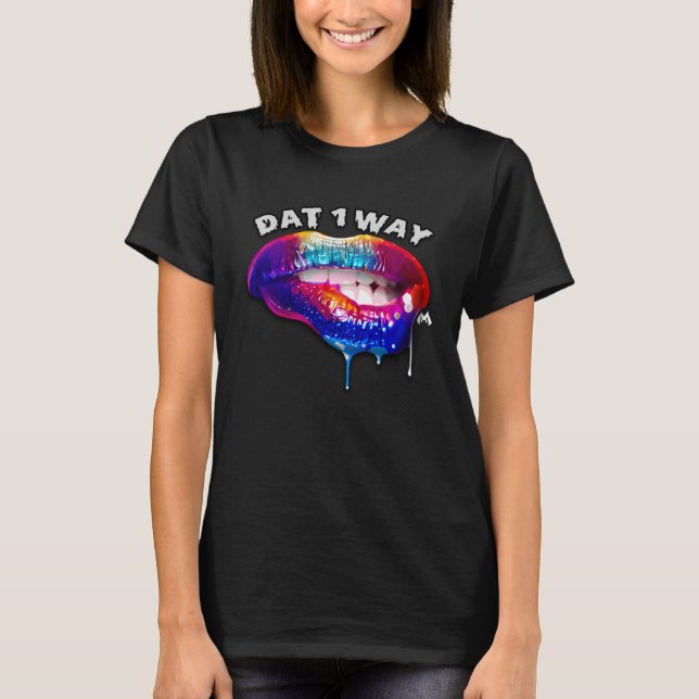 African American Woman Lip Biting Dat 1 Way T-Shirt (Front)