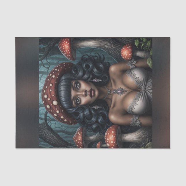 African American Woman Mushroom Queen Decoupage  Tissue Paper (Front)