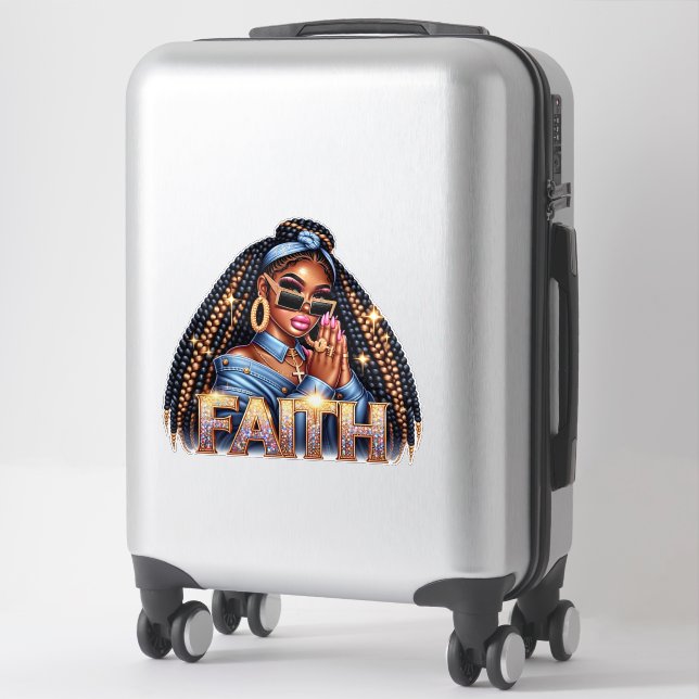 African American Woman of God Prayer Faith Sticker (Suitcase)