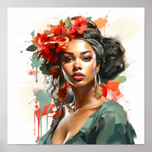 African American Woman Painting Poster