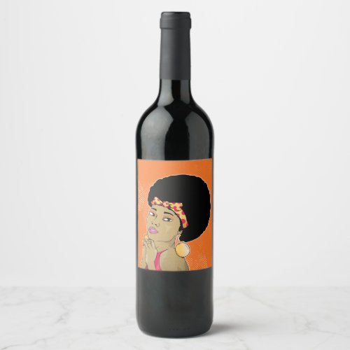 African American Woman Portrait Wine Label
