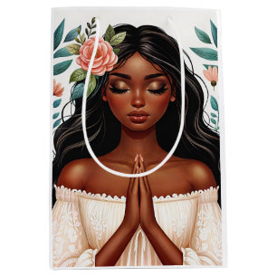 African American Woman Praying Medium Gift Bag
