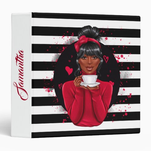 African American Woman Red and Black Binder 