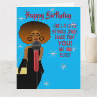African American Woman Singing Guitar Birthday