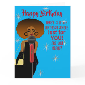 African American Woman Singing Guitar Birthday  Card