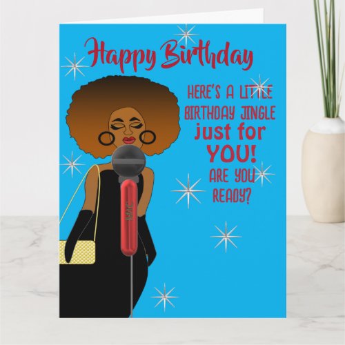 African American Woman Singing Guitar Birthday  Card