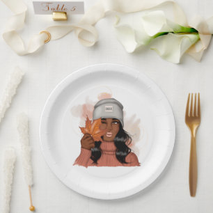 African American Woman Thanksgiving Paper Plates