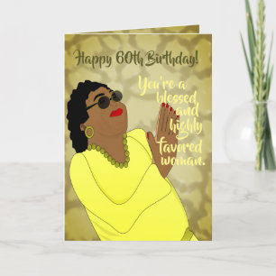 African American Woman Trendy 60th Birthday Card