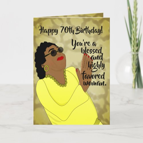 African American Woman Trendy 70th Birthday Card