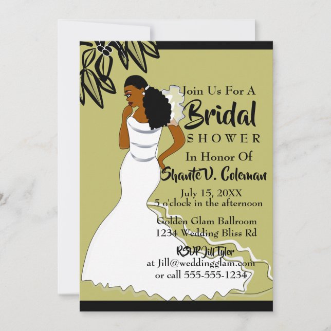 African American Woman Wedding Bridal Shower Invit Invitation (Front)