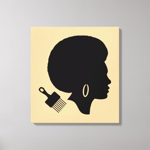 AFRICAN AMERICAN WOMAN WITH AFRO AND AFRO PICK CANVAS PRINT