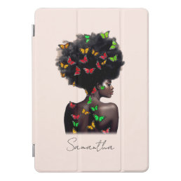African American Woman with Butterfly-Filled Afro  iPad Pro Cover