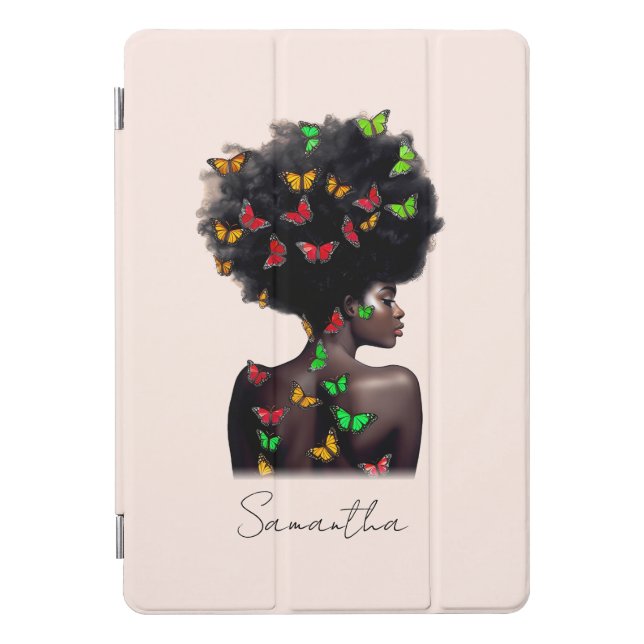 African American Woman with Butterfly-Filled Afro  iPad Pro Cover (Front)